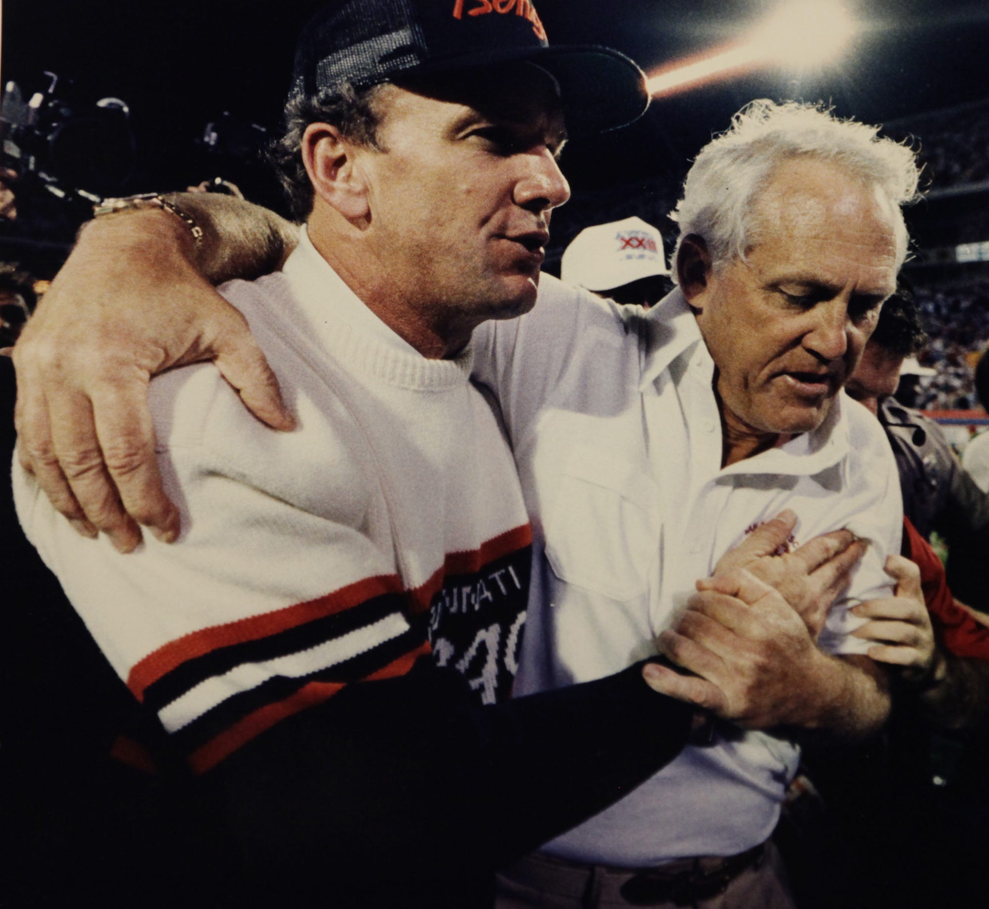 Bengals head coach Sam Wyche, left, and San Francisco head coach Bill Walsh said "I love you" to each other after the 49ers beat Cincinnati