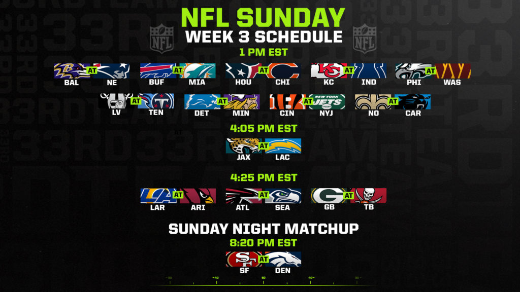 NFL Week 3 Schedule