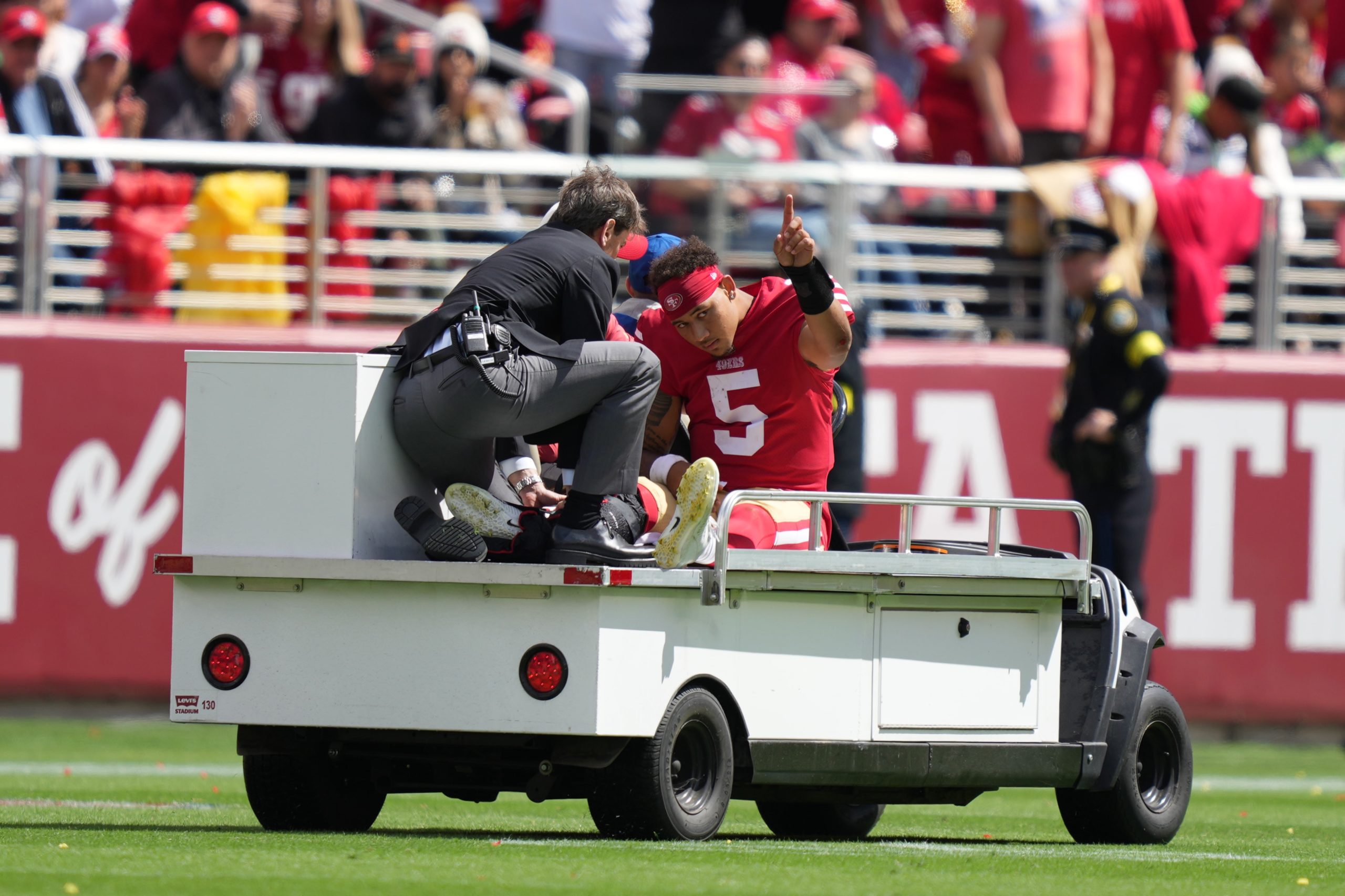 Trey Lance carted off
