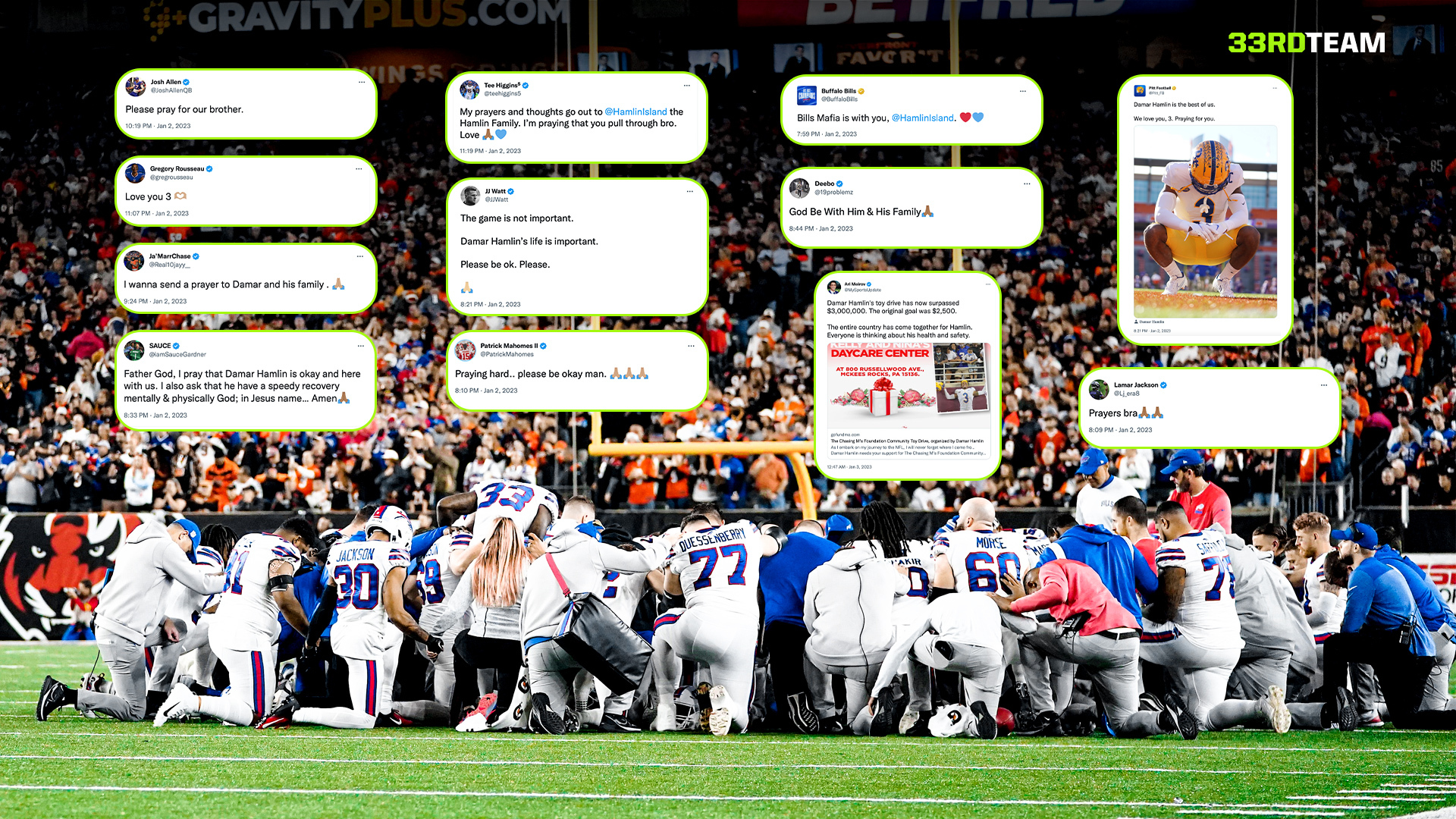 NFL Fans, Football Community Show Wide Array of Love, Support for Damar Hamlin
