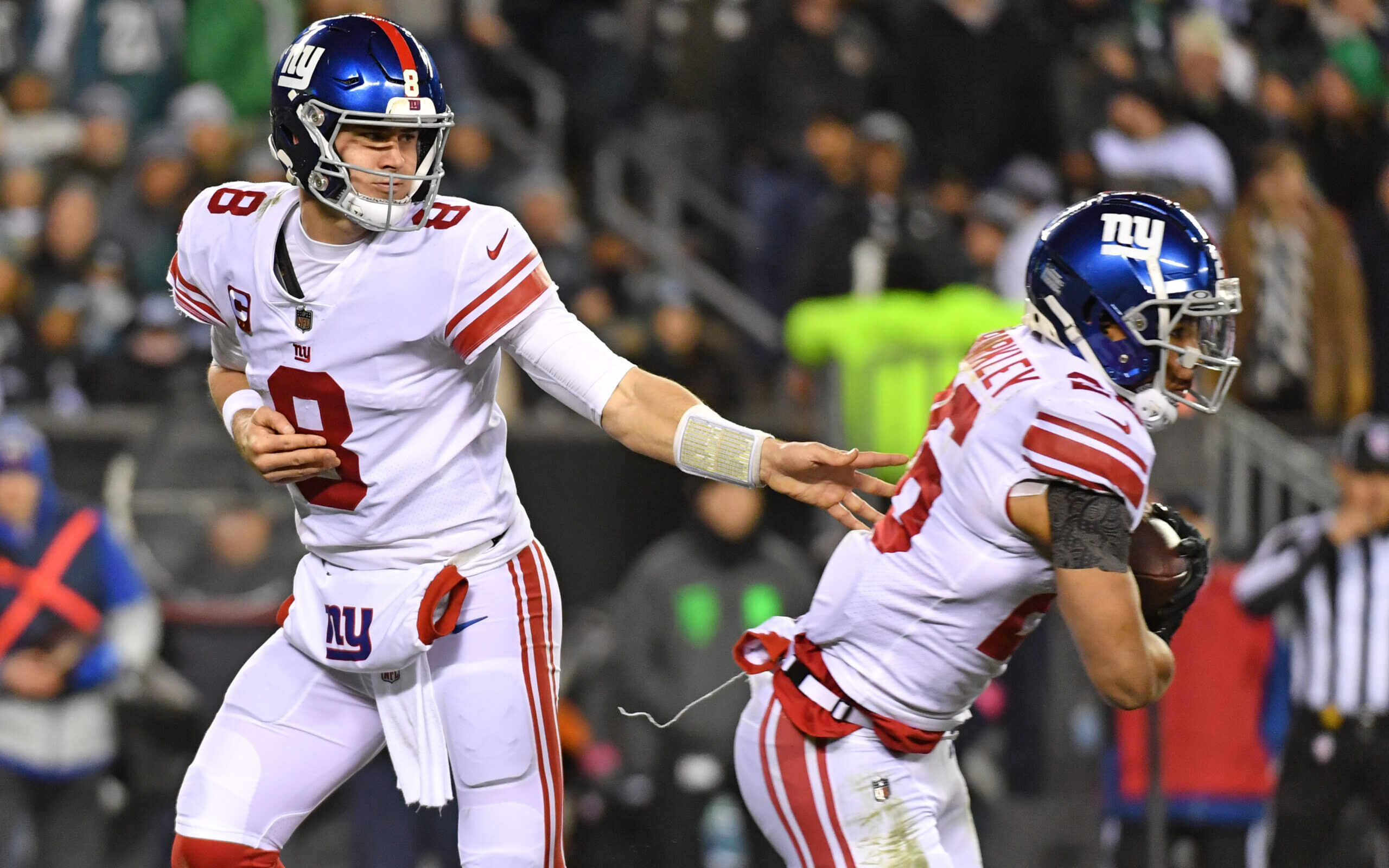 Daniel Jones, QB, New York Giants. Saquon Barkley, RB, New York Giants.