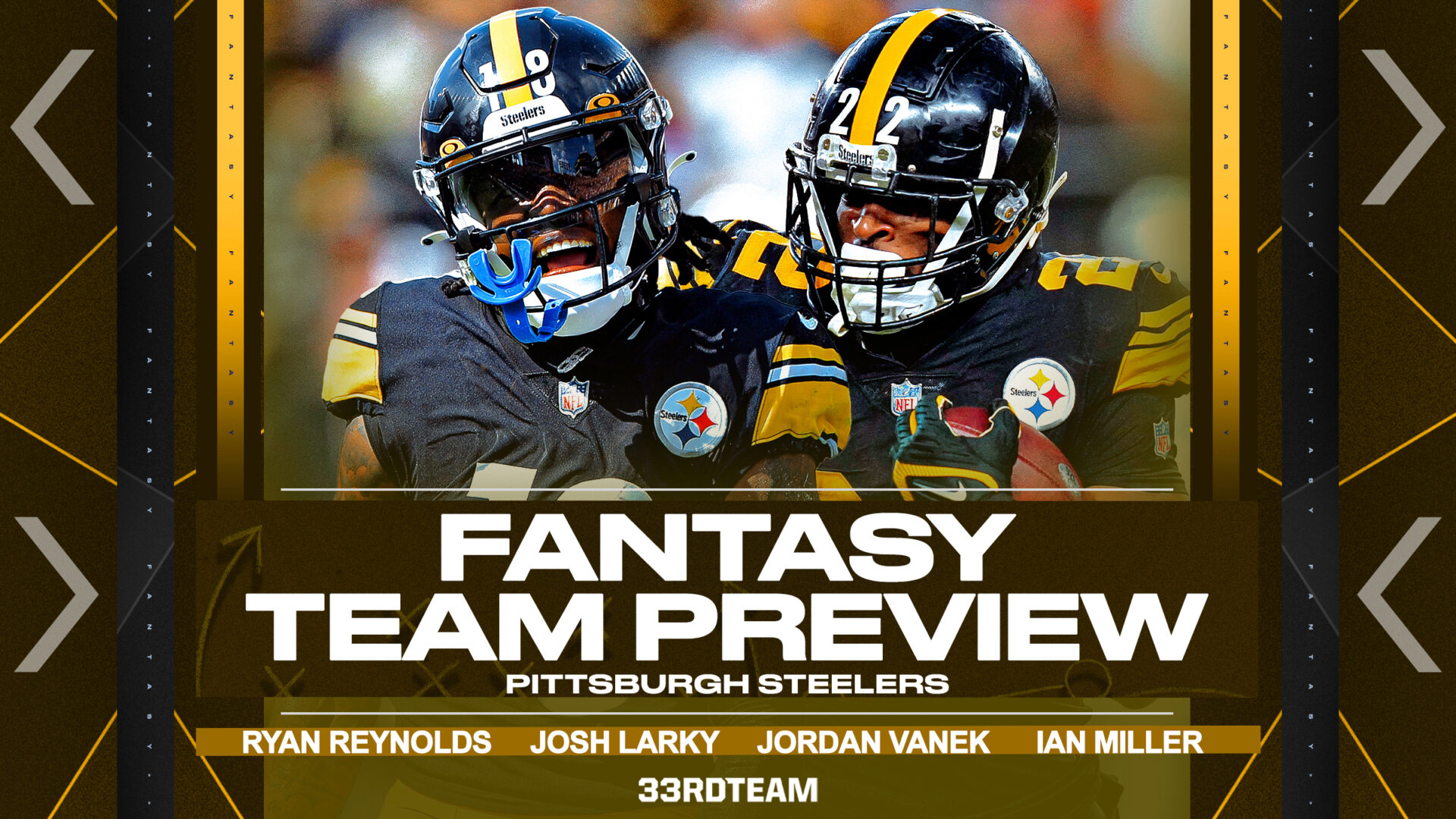 Pittsburgh Steelers fantasy football graphic that features Diontae Johnson and Najee Harris