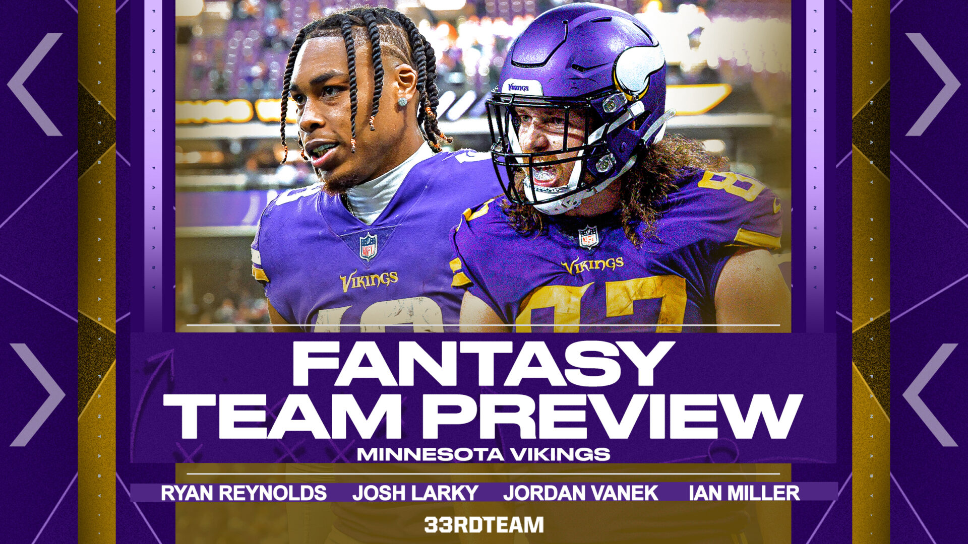 graphic featuring Justin Jefferson and T.J. Hockenson with the text "Minnesota Vikings Fantasy Team preview"