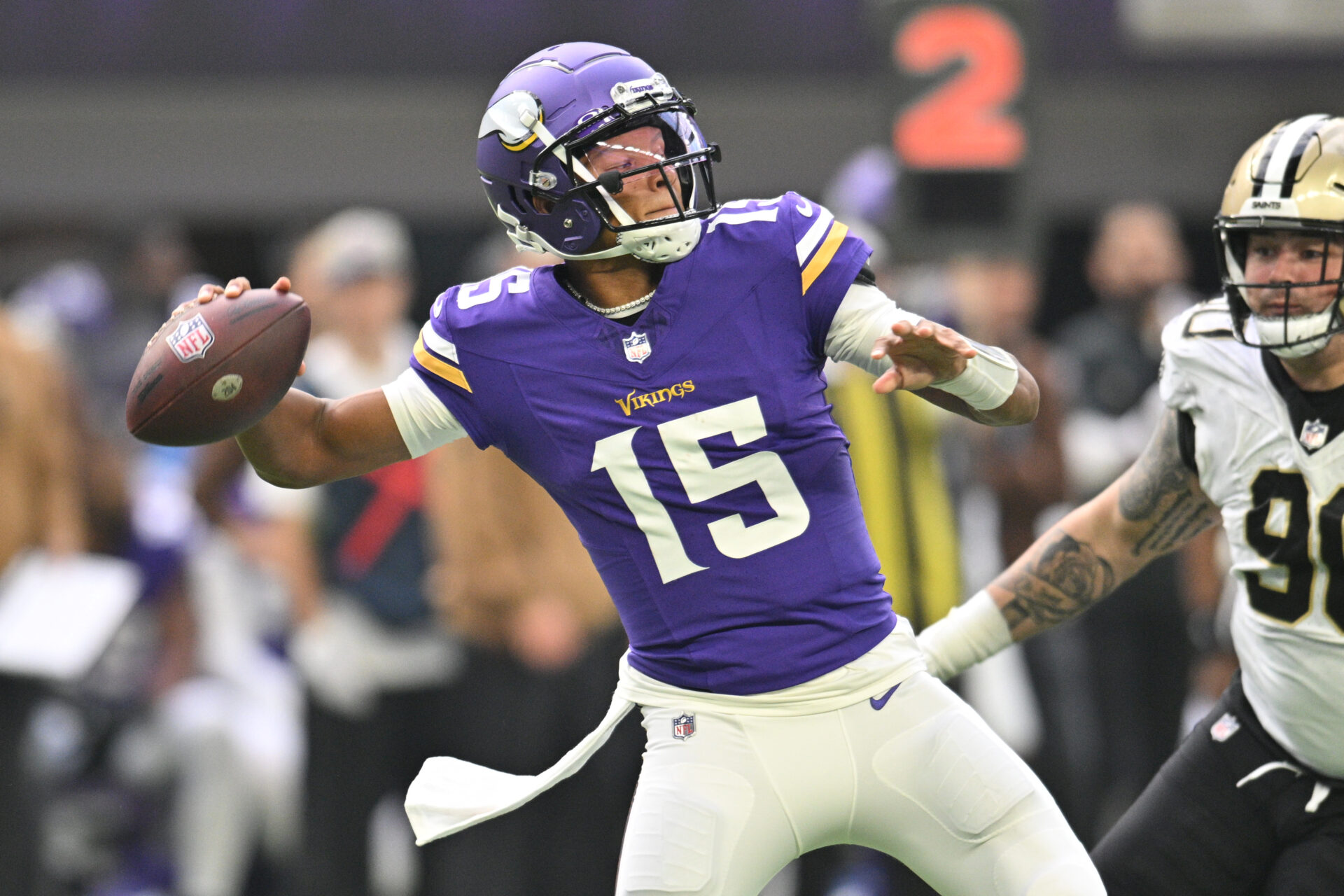 Minnesota Vikings QB Joshua Dobbs throws the ball