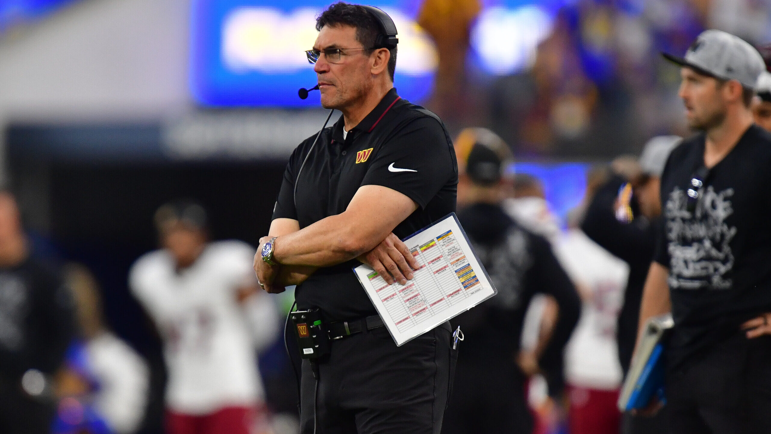 Ron Rivera stands on sidelines