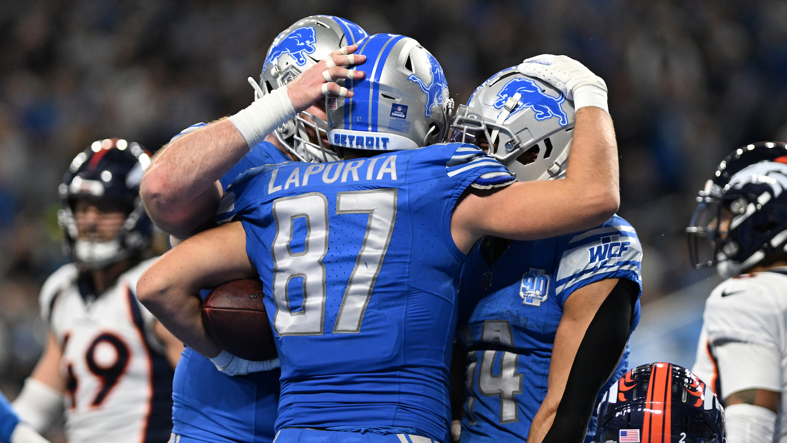 Detroit Lions tight end Sam LaPorta and wide receiver Amon-Ra St. Brown