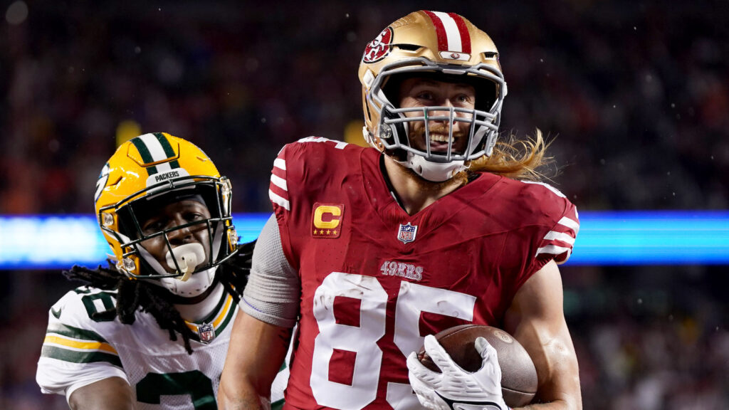 San Francisco 49ers tight end George Kittle scores a touchdown