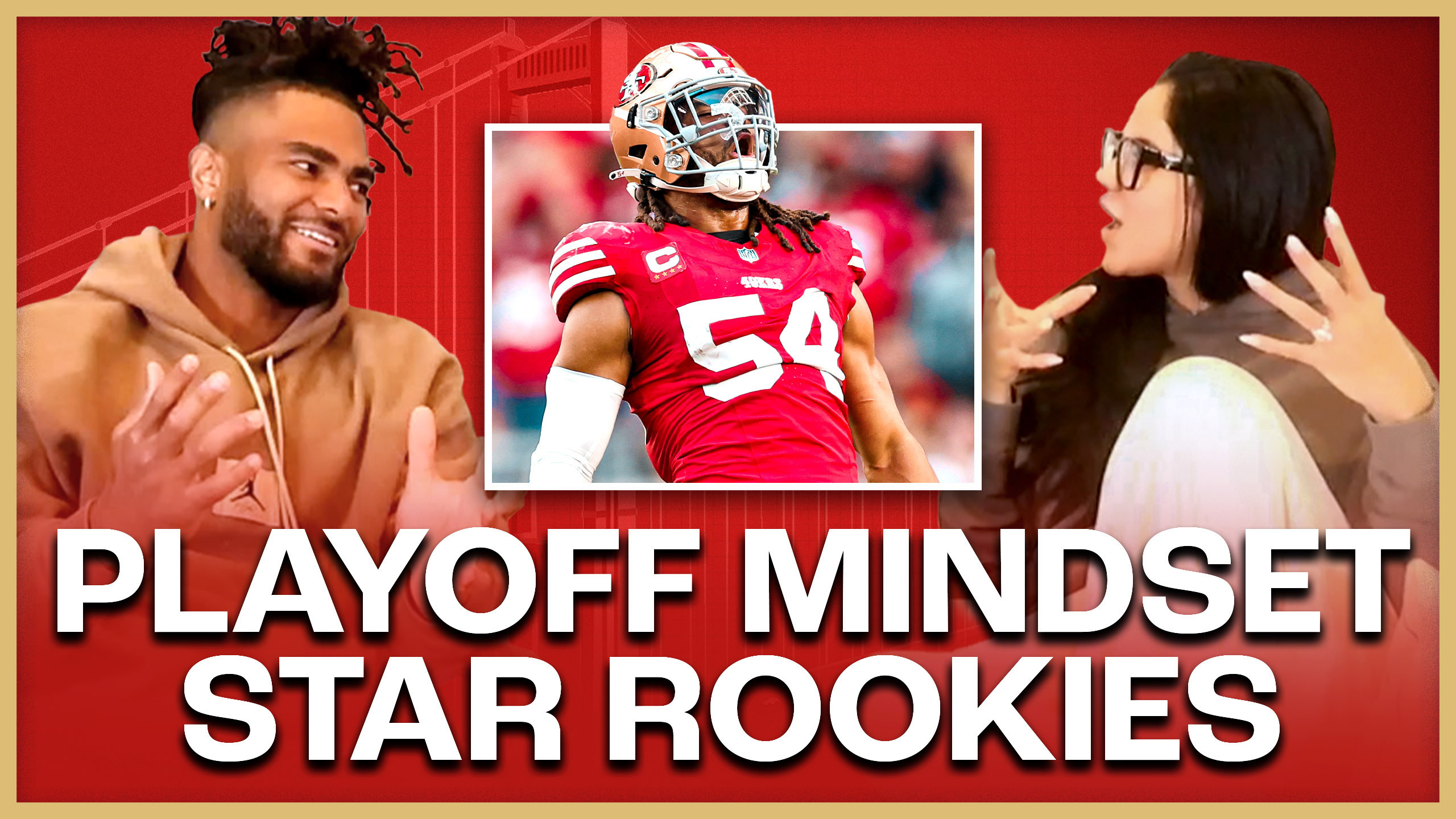 Warner House screenshot with Fred and Sydney Warner and text "playoff mindset; star rookies"