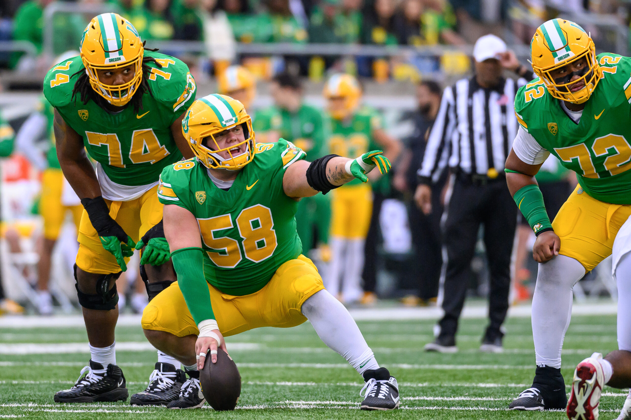 Jackson Powers-Johnson crouches over the ball