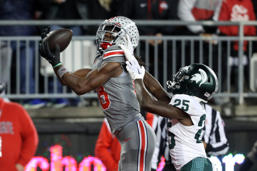 Marvin Harrison Jr. catches a ball