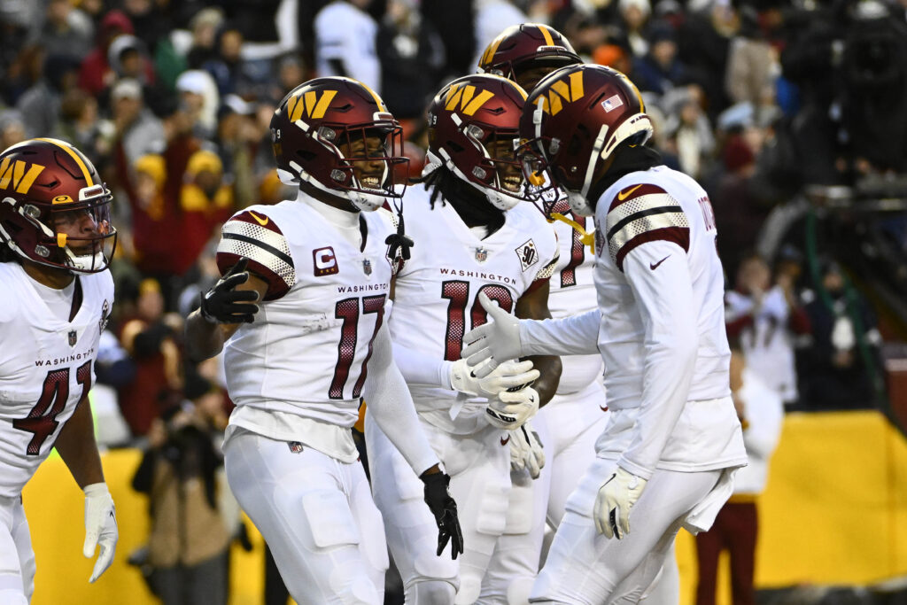 Terry McLaurin and Jahan Dotson celebrate