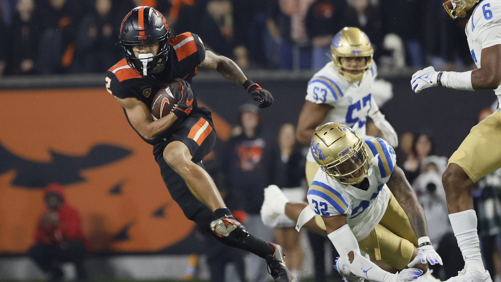Oregon State wide receiver Anthony Gould outraces the UCLA defense