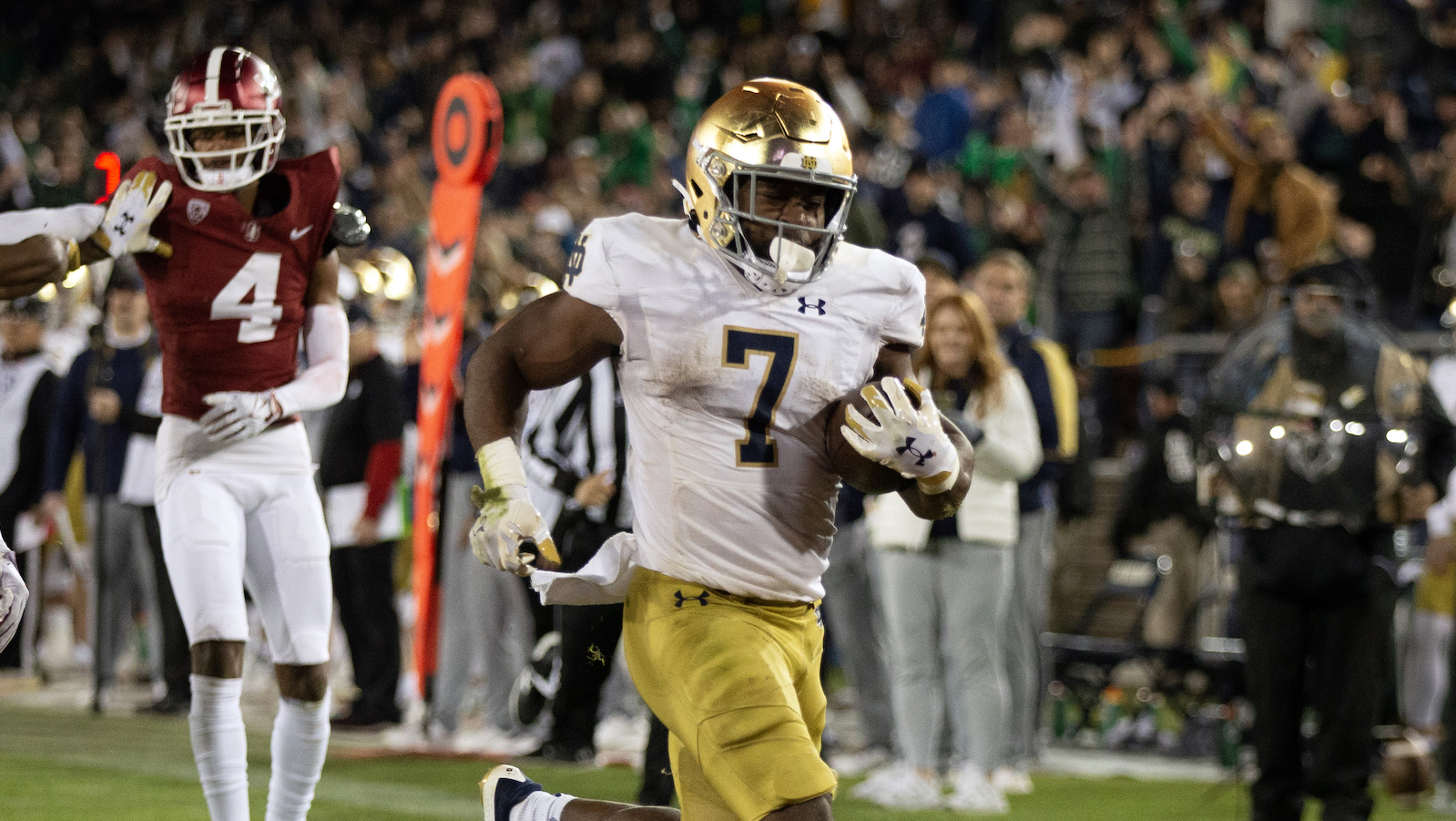 Notre Dame running back Audric Estime rushes for a touchdown against Stanford