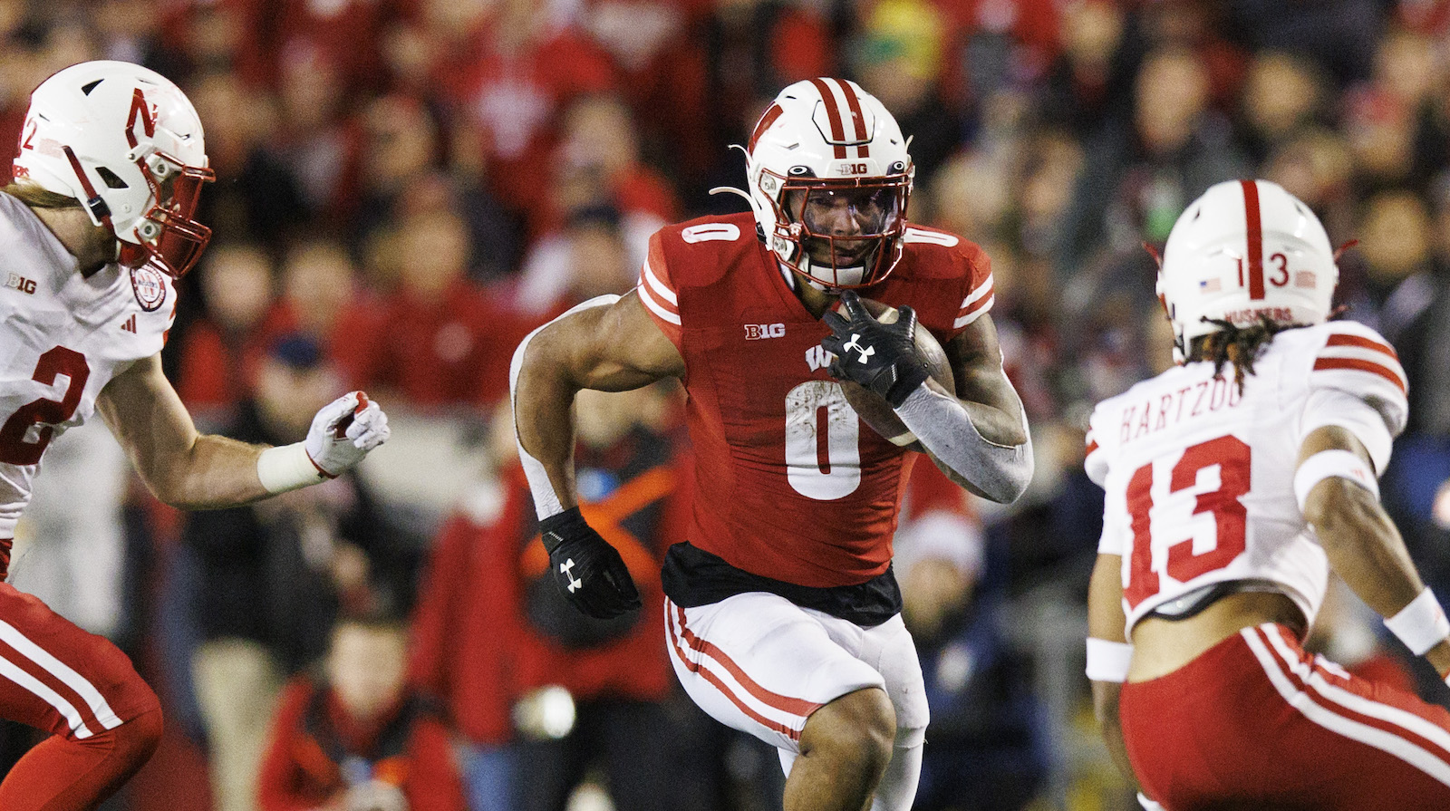 Wisconsin running back Braelon Allen rushes the football against Nebraska