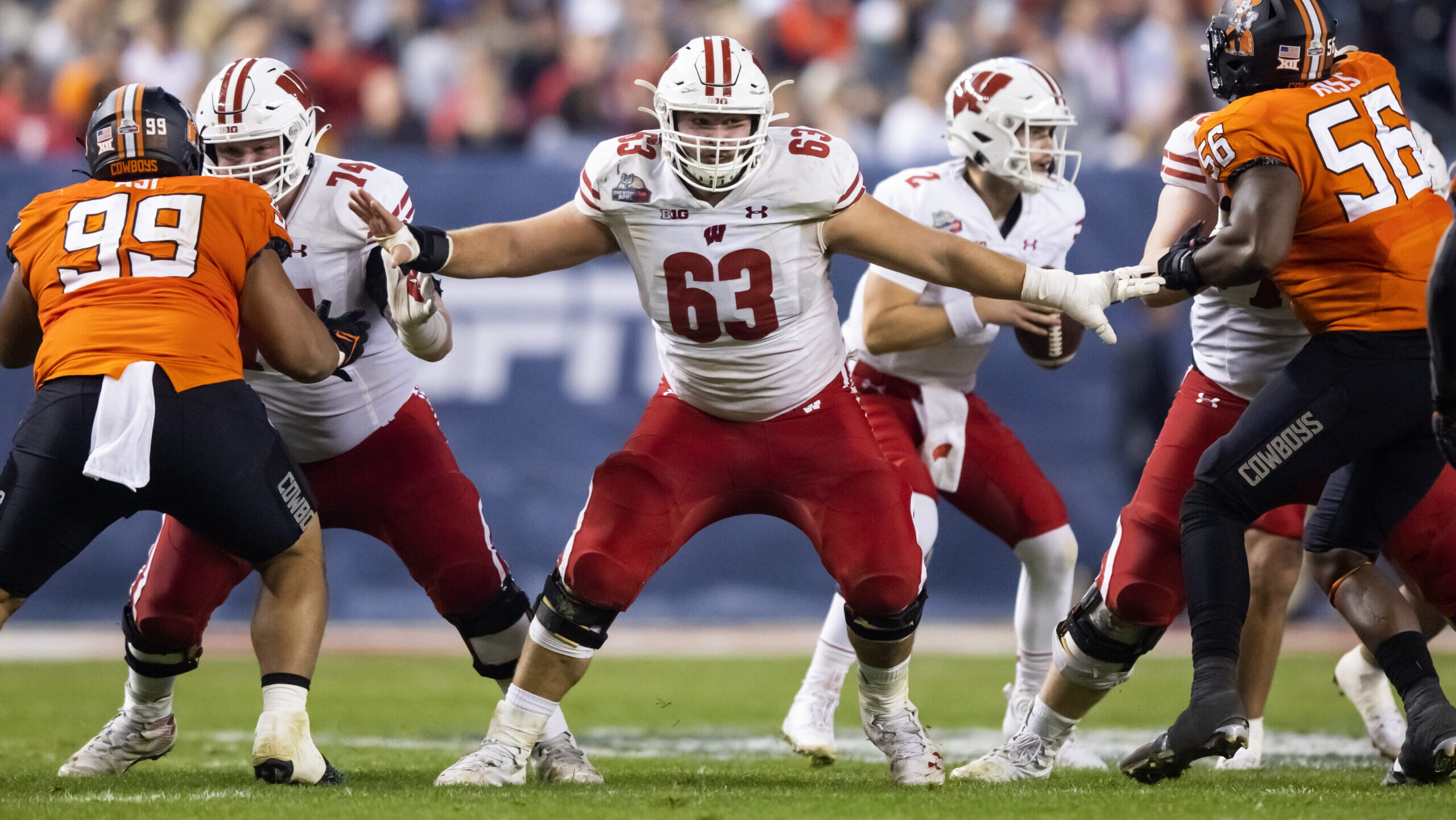 Wisconsin Badgers offensive lineman Tanor Bortolini