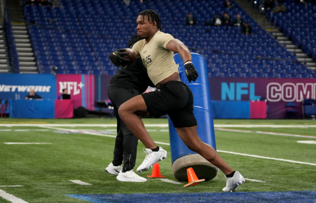 Tyrone Tracy runs at the NFL Combine