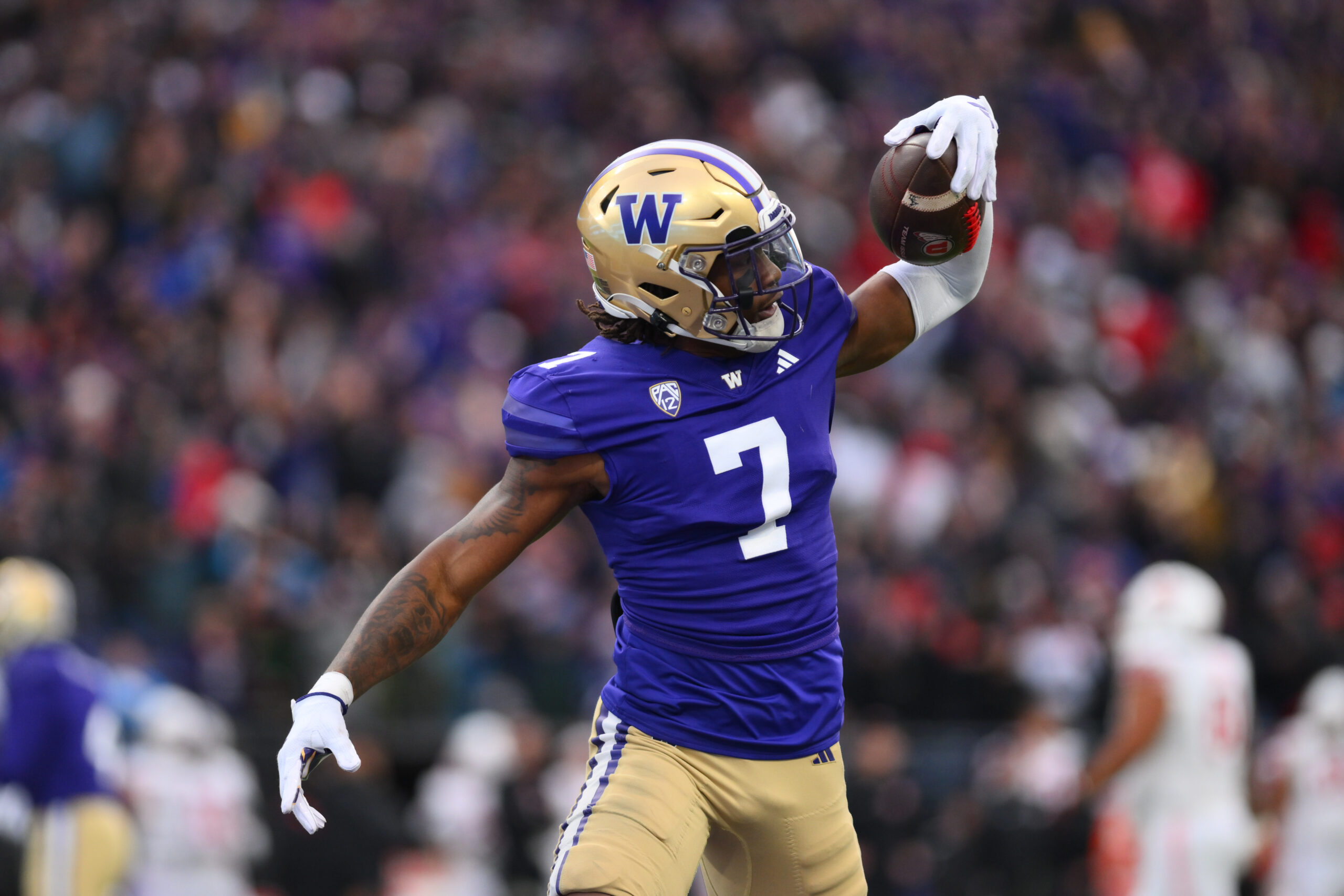 Washington safety Dominique Hampton celebrates his interception.