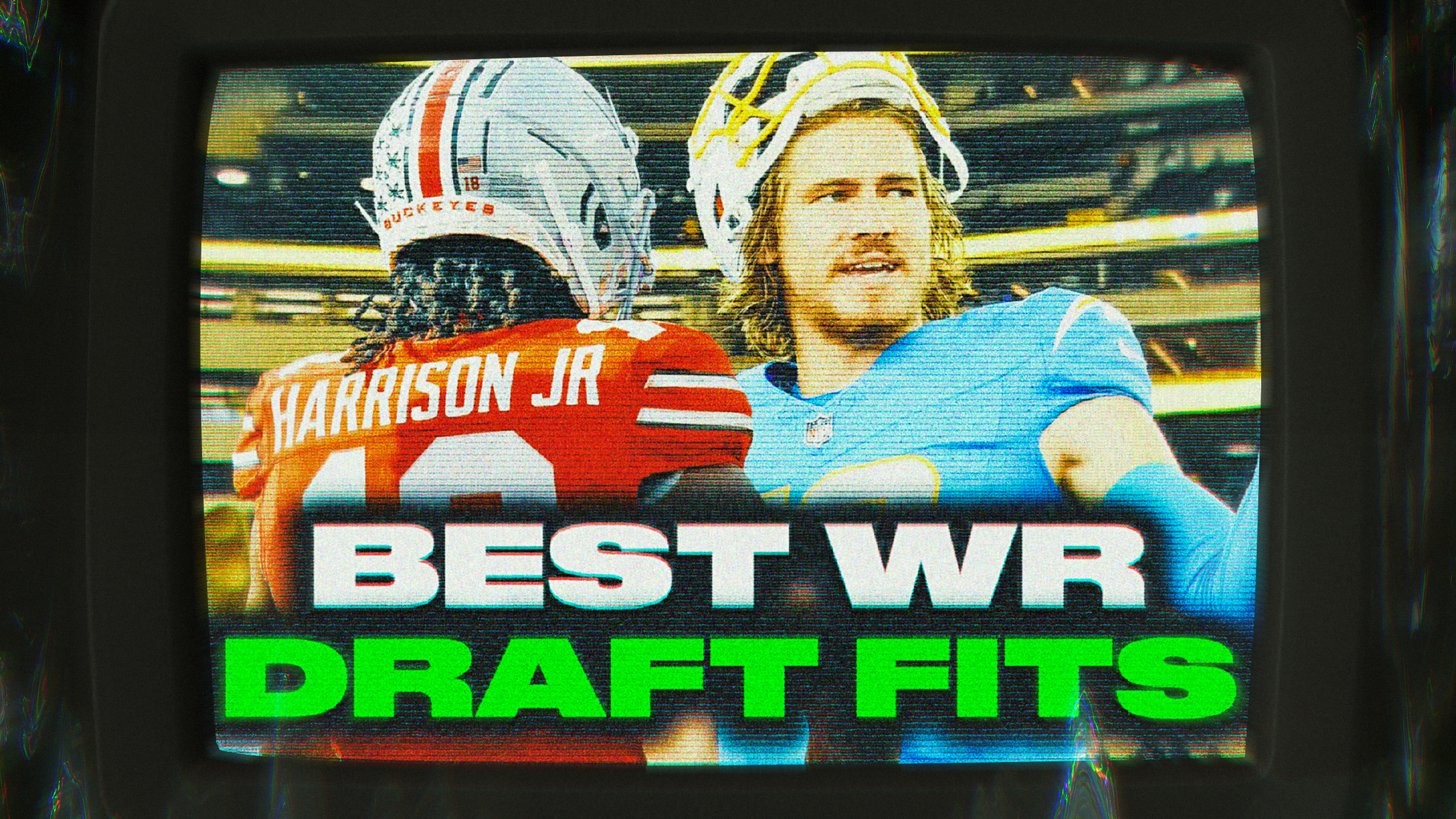 Best WR Draft Fits cover image featuring Marvin Harrison Jr. & Justin Herbert