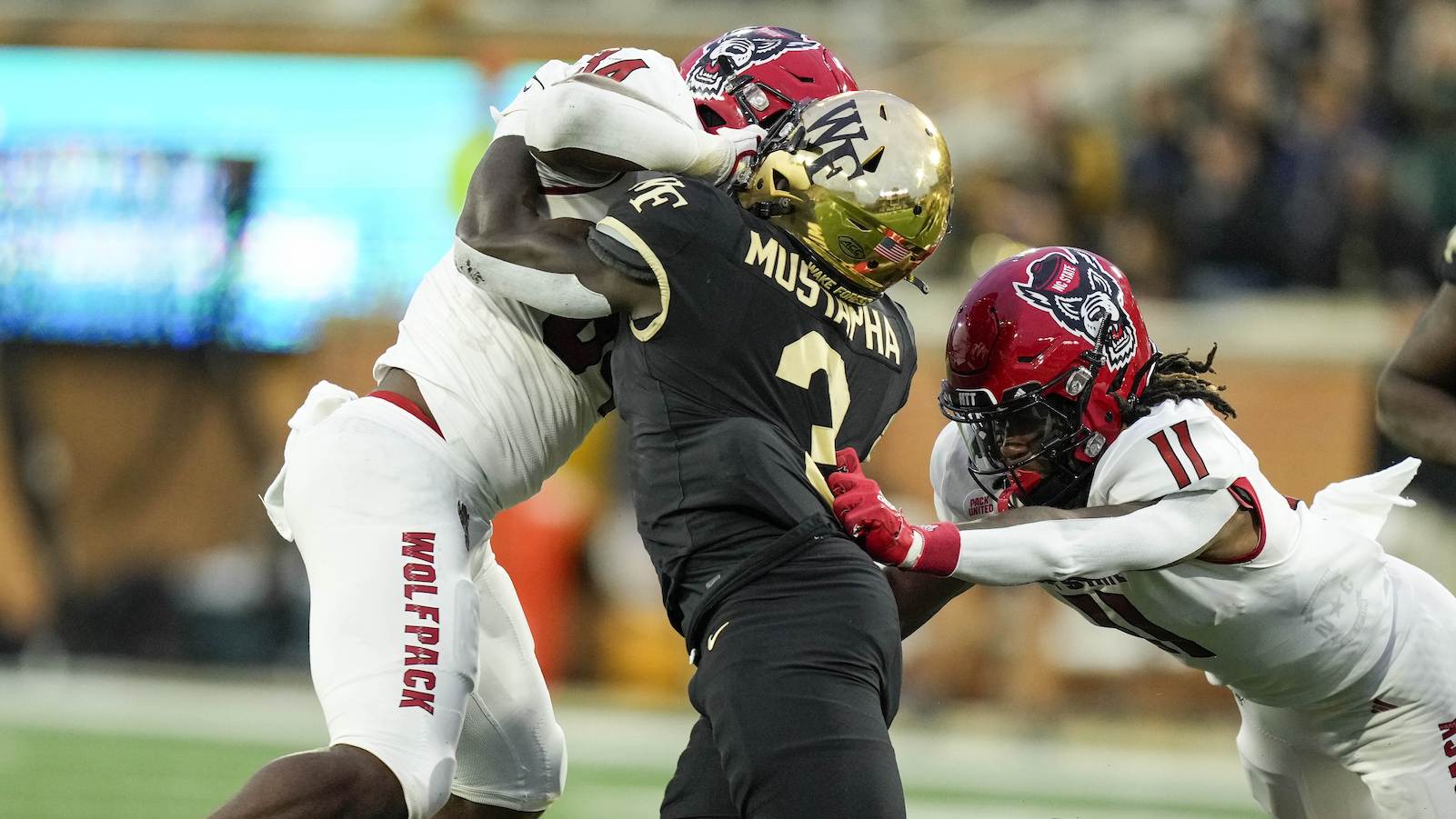 Wake Forest safety Malik Mustapha makes a tackle