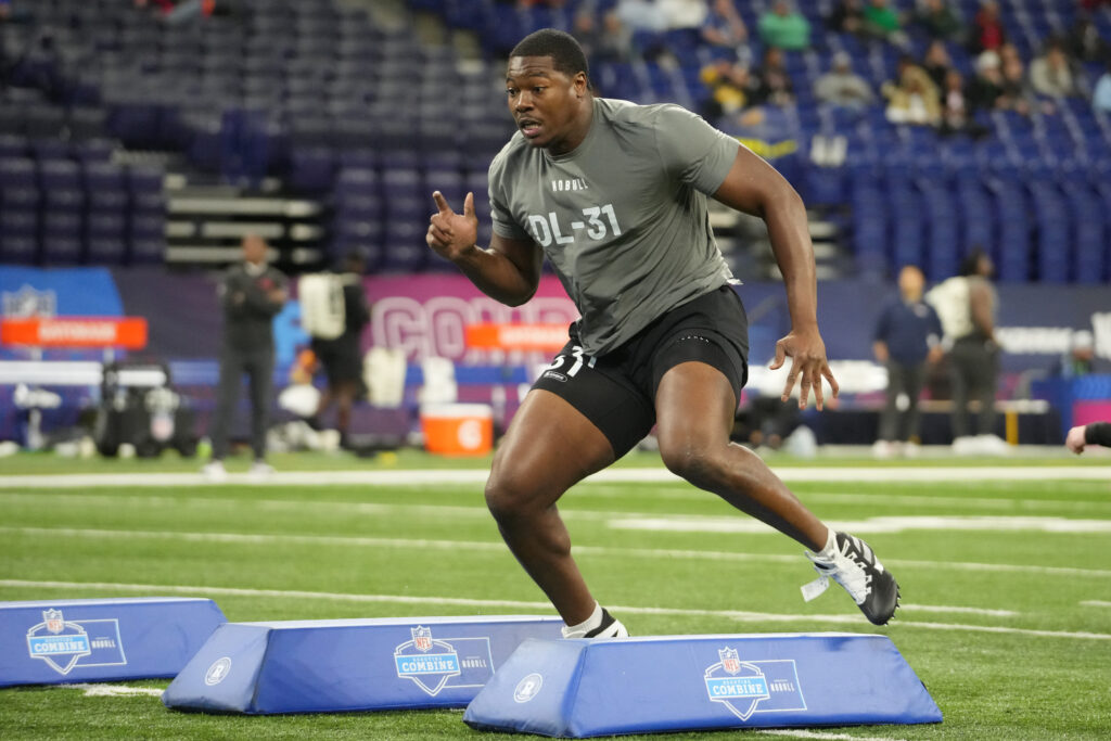 Myles Cole runs drills at the Combine