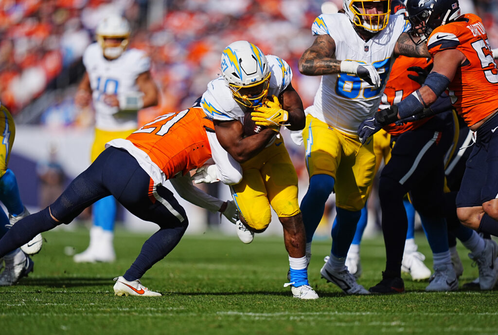 Los Angeles Chargers running back J.K. Dobbins.