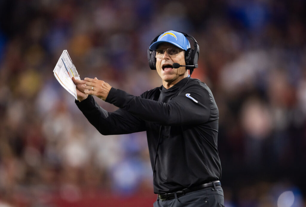 Los Angeles Chargers head coach Jim Harbaugh