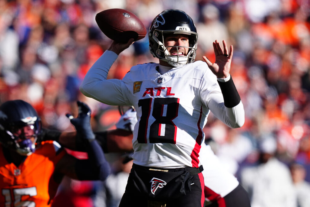 Atlanta Falcons quarterback Kirk Cousins (18) during the second quarter against the Denver Broncos at Empower Field at Mile High. 
