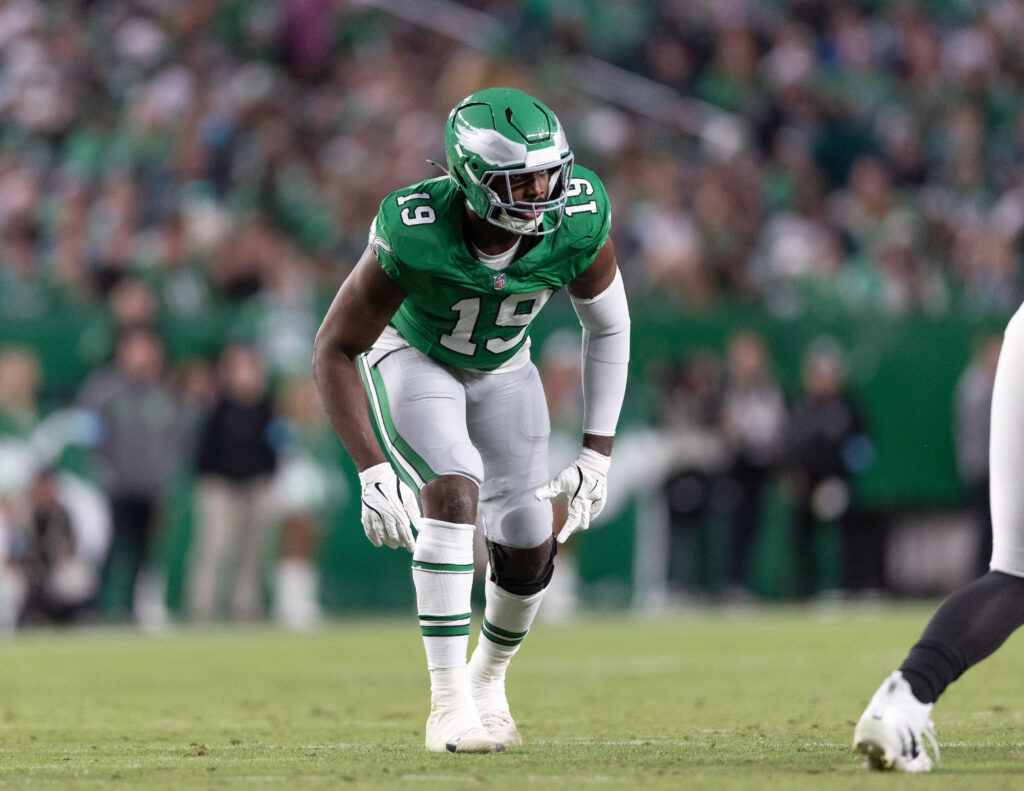 Philadelphia Eagles linebacker Josh Sweat (19) in a game against the Jacksonville Jaguars at Lincoln Financial Field.