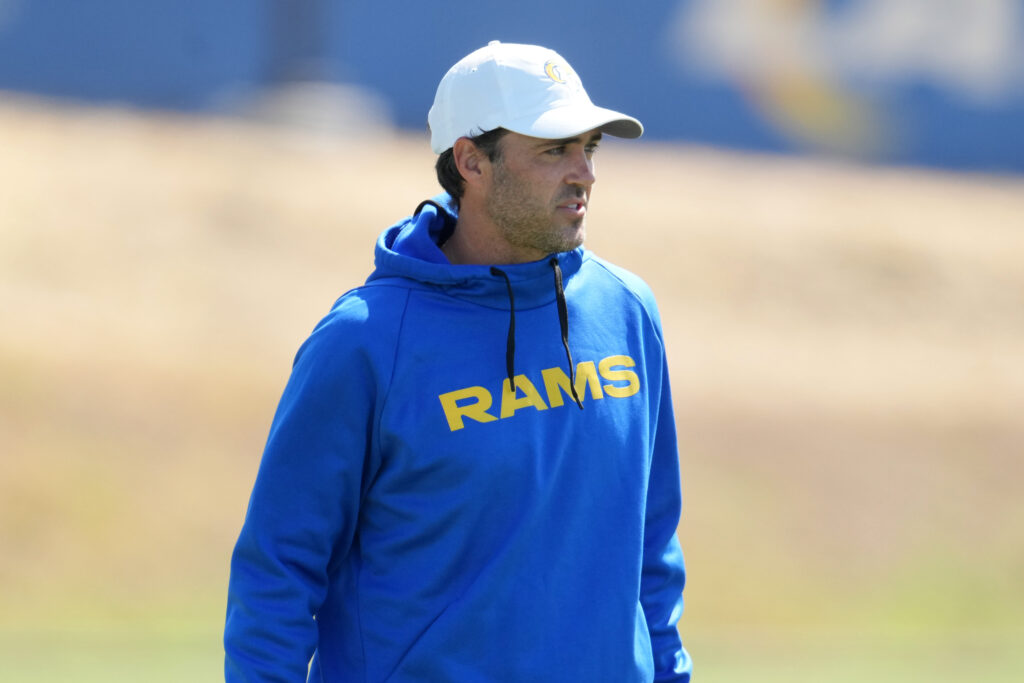Los Angeles Rams offensive coordinator Zac Robinson during minicamp at Cal Lutheran University. 